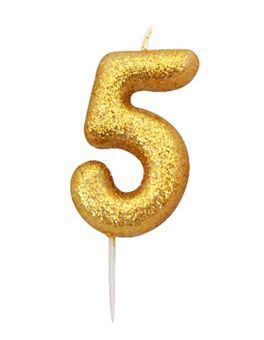Picture of AGE 5 GOLD NUMERAL CANDLE 7CM